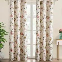 Floral Print Door Curtain with Eyelets-image-17