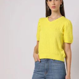 Knitted V-Neck Sweater-image-21