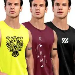 Pack Of 3 Men Graphic Print Vest with Round Neck-picture-15