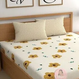 210 TC Floral Print King-Size Bedsheet with Pillow Covers-image-5