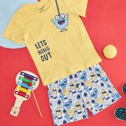Cotton Graphic T-shirt And Short Set-image-2