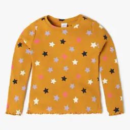 Girls All-Over Star Print Regular Fit Round-Neck Top-image-7