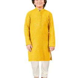 Boys Embroidered Kurta Set-image-10