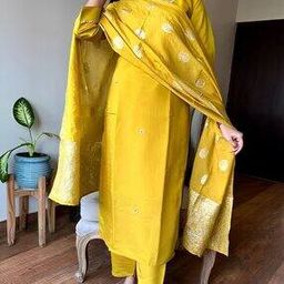 Women Embroidered Straight Kurta Suit Set-48