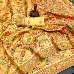 Women Paisley Print Kashmiri Pashmina Silk Saree-image-47