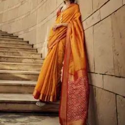 Women Silk Saree with Woven Border-image-53