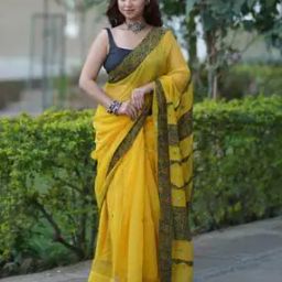 Women Traditional Saree with Unstitched Blouse Piece-image-23
