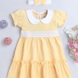A-Line Dress with Lace Detail & Short Sleeves-image-12