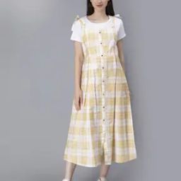 Checked Round-Neck A-Line Dress-image-26