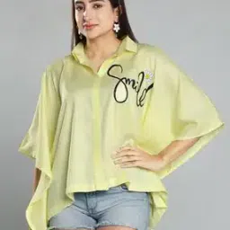 Women Typographic Print Shirt-Styled Top-image-65