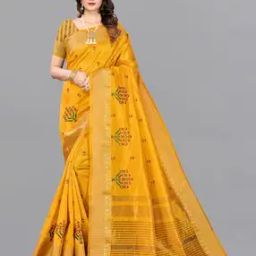 Embroidered Saree with Contrast Border-image-21