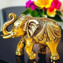 Standing Brass Elephant Showpiece-17