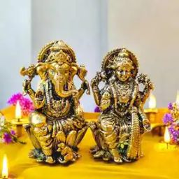 Set of 2 Brass Laxmi Ganesha Idol-26