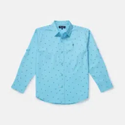 Micro Print Shirt with Spread Collar-image-16