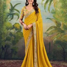 Women Georgette Sequence Saree with Contrast Border-picture-7