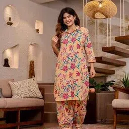 feathers closet Women Cotton 2-Piece Top & Palazzos Set-picture-41