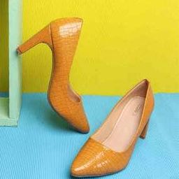 Women Croc Pattern Pump Heeled Shoes-image-24