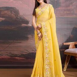 Floral Sequin Embroidered Saree-image-68