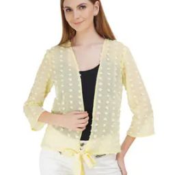 Swiss Dot Front-Open Shrug-image-76