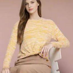 Heathered Round-Neck Twist-Knot Sweater-picture-22