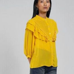 Relaxed Fit Ruffled Shirt with Puff Sleeves-image-72
