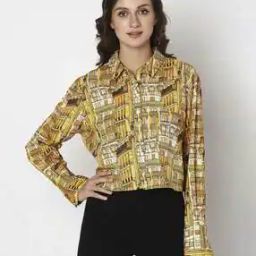 Abstract Print Spread-Collar Shirt-17