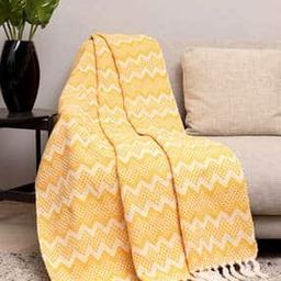 Chevron Pattern Single Throw Blanket with Tassels-0
