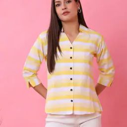 Women Striped Regular Fit Shirt with Spread Collar-image-89
