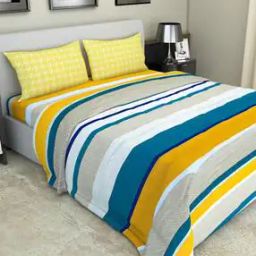 180 TC Striped Double Size Bedsheet with Pillow Covers-image-62
