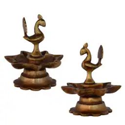 Traditional Indian Diyas Pair Brass Diya Set-image-3