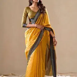 Saree with Floral Zari Woven Border-image-3