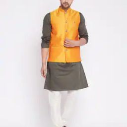 Embroidered Nehru Jacket with Patch Pockets-7