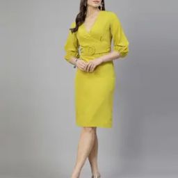 Women Regular Fit Sheath Dress with V-Neck-image-50