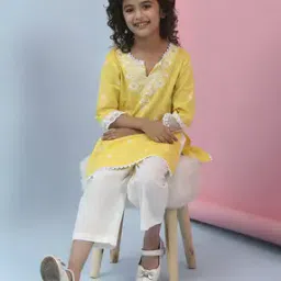 Girls Cotton Kurta with Bottomwear-image-89