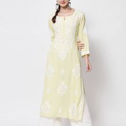 Embroidered ChikankariStraight Kurta-11