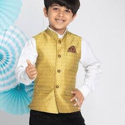 vastramay Printed Nehru Jacket with Inserted Pockets-picture-42