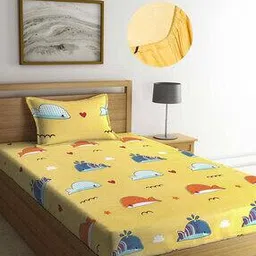 Graphic Print Single Size Fitted Bedsheet with Pillow Cover-image-57
