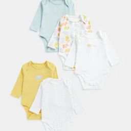 Pack of 5 Printed Cotton Bodysuits-image-35