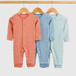 Boys Pack of 3 Striped Cotton Footless Sleepsuits-picture-19