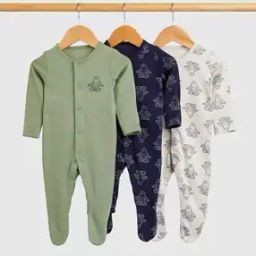 Boys Pack of 3 Yoga Sloth Print Cotton Sleepsuits-picture-47