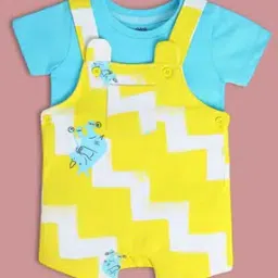 miniklub Infants Printed Cotton Dungaree & T-Shirt Set-picture-1