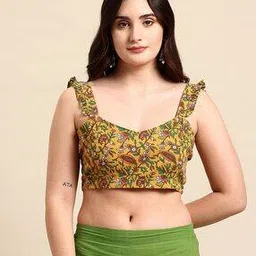 Women Cotton Floral Back Open Blouse-picture-44