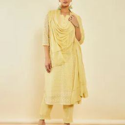 Embroidered Straight Kurta with Pants & Dupatta-image-33