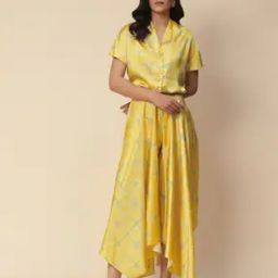 Abstract Print Shirt with Pants Co-Ord Set-image-99