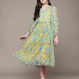 Women Masami Floral Print Fit & Flare Dress-image-38