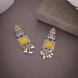 Women Stone-Studded Drop Earrings-image-89