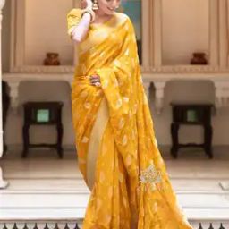 Women Floral Woven Saree with Contrast Border-picture-47