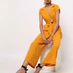 Jumpsuit with Notched Lapel Collar-image-42