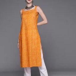 Women Bandhani Print Straight Kurta-image-57