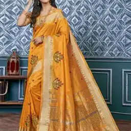 Embroidered Saree with Contrast Border-image-33